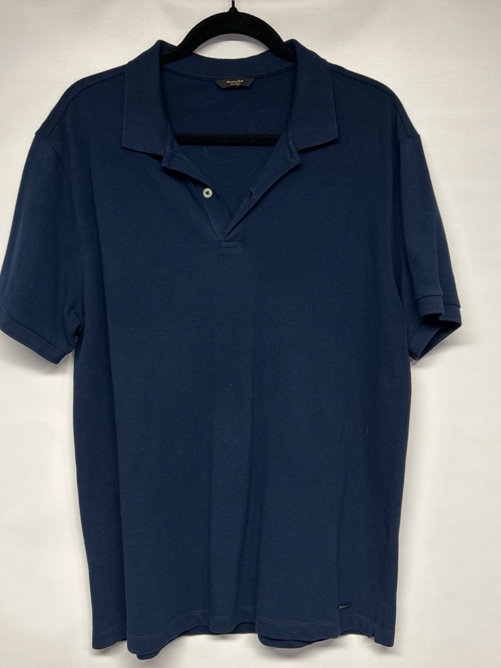 Massimo Dutti Navy Short-Sleeve Polo